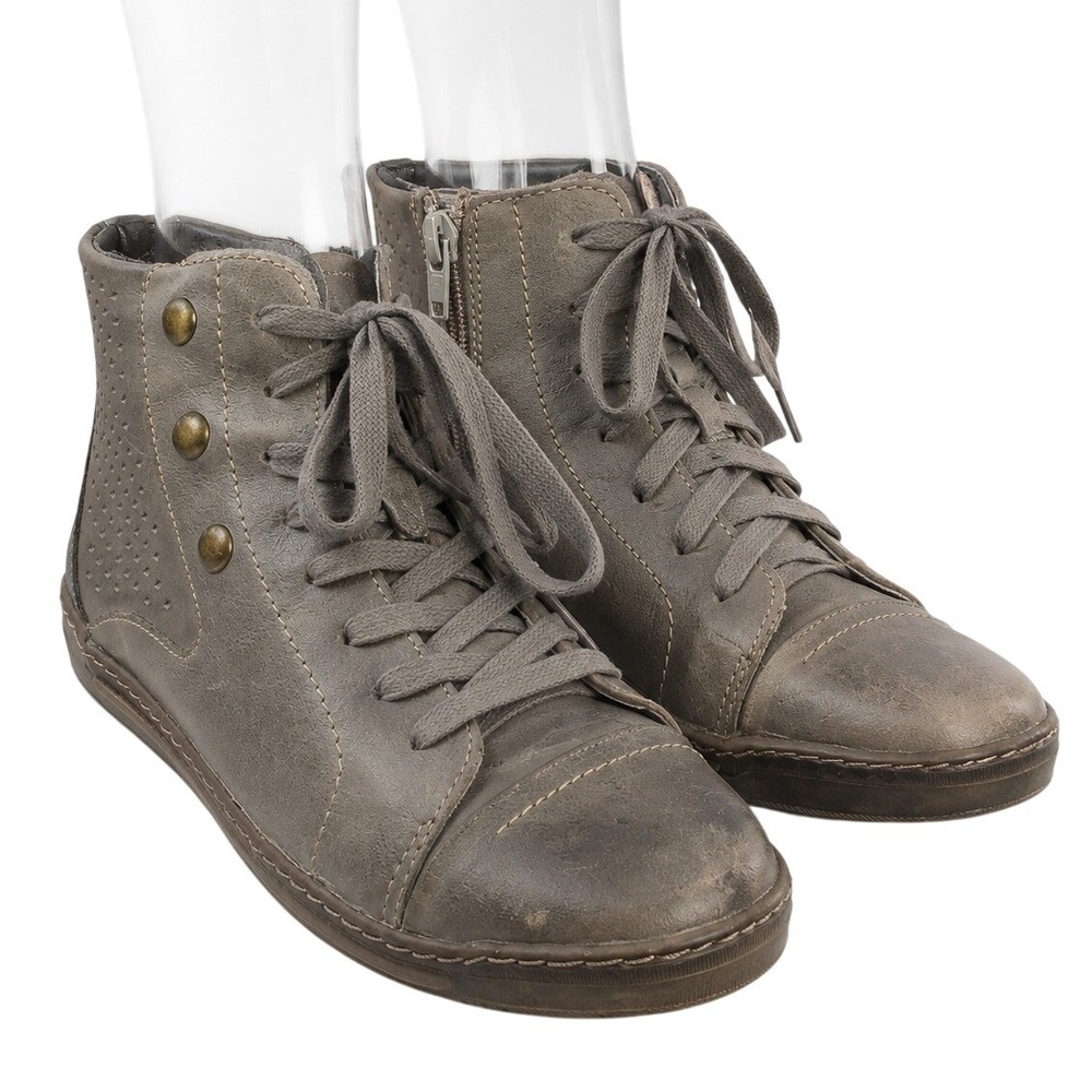 Biza Genuine Leather Grey Ankle Boots Side Zip SKUW715
